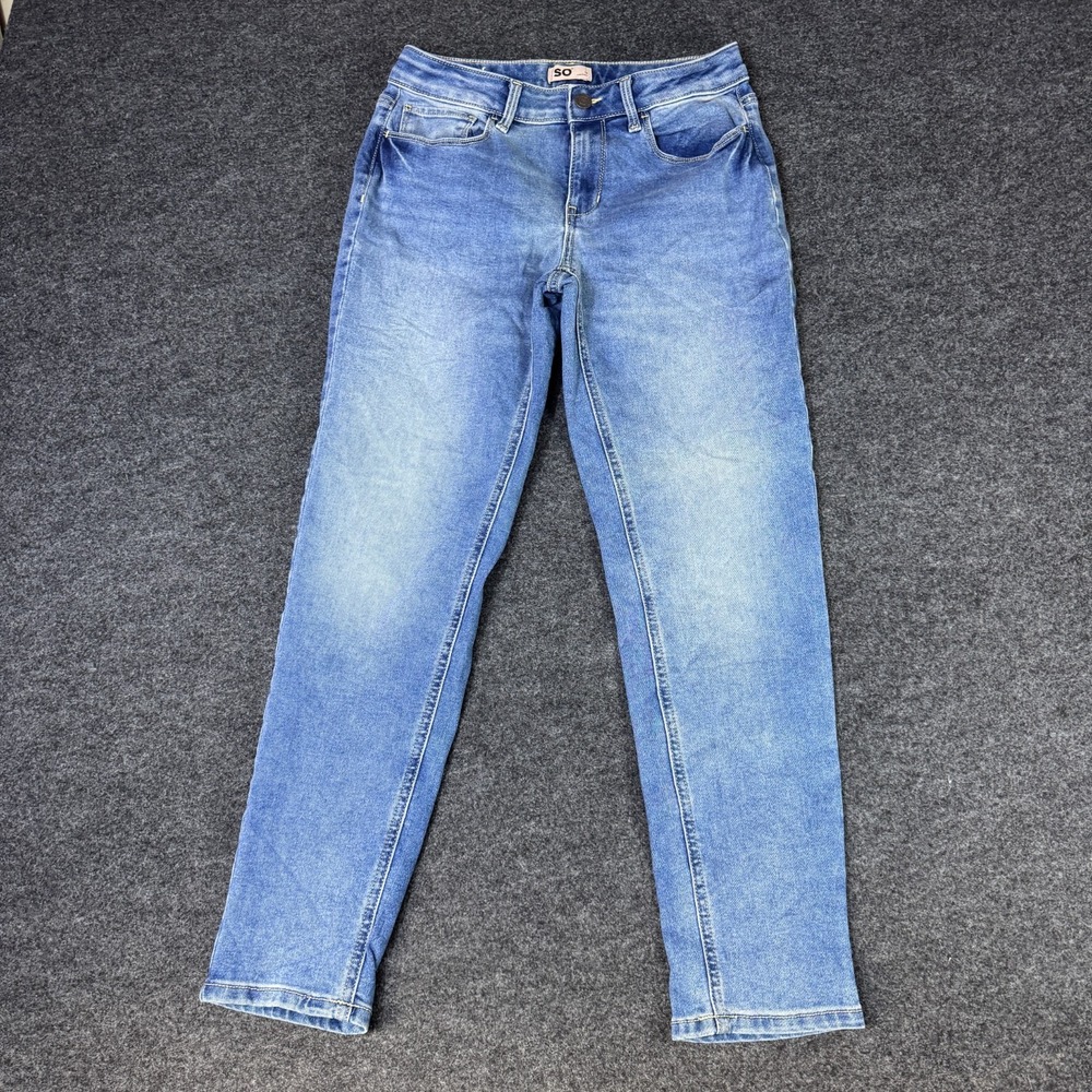 SO Skinny Leg Jeans Womens 14 Blue Denim Cotton Stretch Medium Wash 5-Pockets